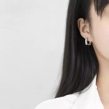 Glossy plain circle U-shaped simple and high-end geometric cool style square earrings