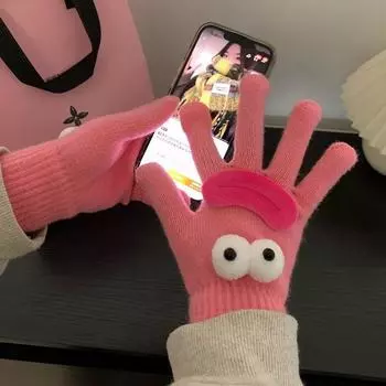 Gloves for Women, New Winter Style, Cute, Funny, Cute, Warm and Velvet Knitted Gloves for Cycling, Winter Protection Against Cold and Freezing One Size
