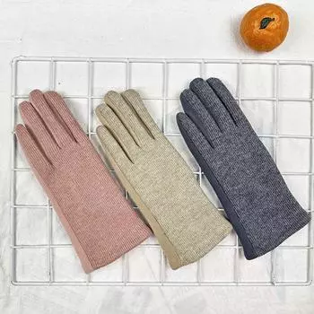 Gloves Women S Autumn Velvet Thickened Warm Touch Screen Woolen Wool Cold And Windproof Outdoor Driving Gloves серый