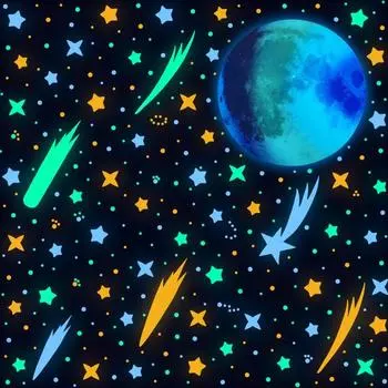 Glow in The Dark Stars for Ceiling Luminous Wall Decals Murals of 7.9 Color Moon and 589 Stars and Dots with 3 Colors