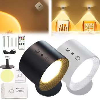Glowright Smart Lights, Glowright Lights, Glow Right Lights, Smart+, Перезаряжаемый, 3 цветовых температуры, с регулировкой яркости, с магнитным вращением на 360°, беспроводной One Size чёрный
