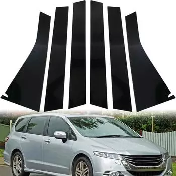 Глянцевая черная обшивка двери автомобиля, стойки для Odyssey RB3/4 2009-2014, комплекты чехлов, наклейки, украшение на окно