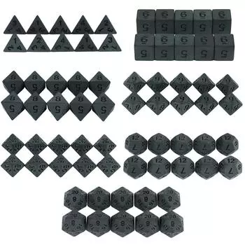 Глубокие черные игральные кости D4, D6, D8, D10, D12, D20, 10 шт., пластиковые для настольных игр, развлечений D4