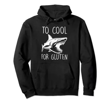 Gluten Too Cool для целиакии Безглютеновая антиглютеновая толстовка с капюшоном чёрный
