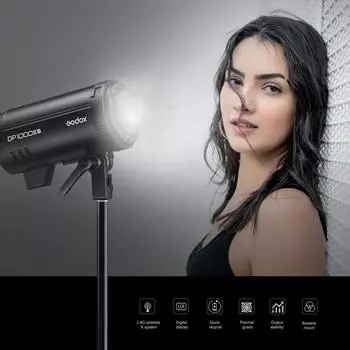 Godox DP1000III-V Модернизированная студийная вспышка мощностью 1000 Вт GN140 5600+-200K Встроенный стробоскопический свет 1000W