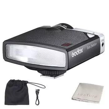 Godox Lux Junior Retro Strobe Flash Speedlight GN12 Цветовая температура 6000K Фокусное расстояние 28 мм Совместимость с Canon Nikon Sony Olympus Fujifilm чёрный