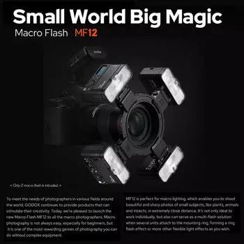 Godox MF12-K2 2PCS Macro Flash 2.4G Руководство по управлению беспроводной передачей номер 16 Режим TTL M с чёрный