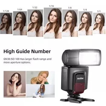 GODOX TT560II Универсальная накамерная вспышка Электронная вспышка Speedlite GN38 Стандартный горячий башмак 2,4G Беспроводная связь чёрный