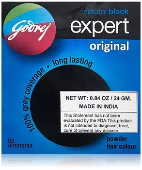 Godrej Natural Black Expert Порошковая краска для волос, 24 грамма