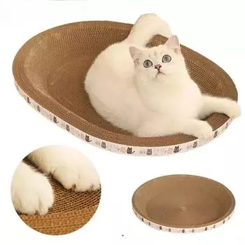 Гофрированная кошачья когтеточка, скребки для кошек, круглые овальные шлифовальные игрушки для кошек, износостойкая кошачья кровать, гнездо, аксессуары для кошек