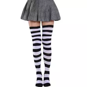 Гольфы в стиле Лолиты, полосатые чулки, рождественские носки JK, сексуальные радужные длинные носки для девочек, Meias, Лолита, высокие носки для косплея