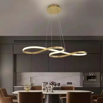 Gold Black LED Pendant Chandelier Lighting Remote Control Dimming Living Room Dining Table Dining Room Decoration Hanging Lamp Cold White чёрный