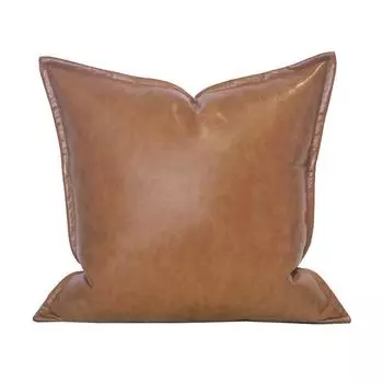 Golden Toad Fabric Factory Cream Style Series Stuffed Pillow Living Room Sofa Backrest House High-End Entry Lux Cushion Cover Brown leather 45x 45cm (without core)