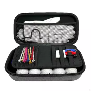 Golf Ball Gloves Storage Case Bag Zipper Holder 28x14x8.5cm Multipurpose Polyester with Divided