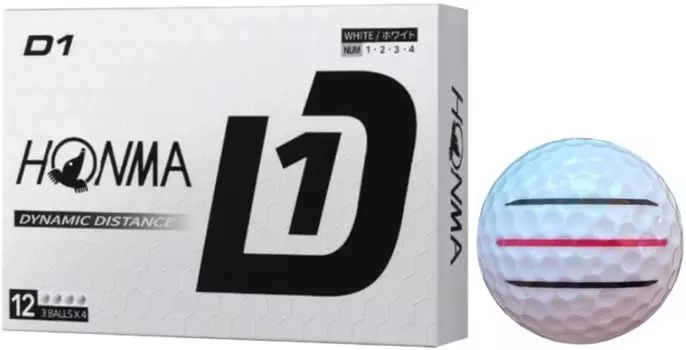 Golf Ball Honma Golf Honma D1 2024 Lined 1 [Hapiraki_Golf Line] (White Dozen_3 Lines)