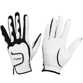 Golf Gloves Gloves for Both Hands Leather Breathable Stretchy Easy to Grip Plata Men s (L)
