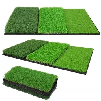 Golf Practice and Tee Rubber for Swing and Driver Perfect for Home or Indoor Use 3-Way Mat, Fairway, Rough, [Includes Tees] Practice,