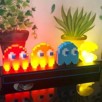 Голосовое управление 3D ночные огни Красочная фигура Пиксельный свет Игровой значок Атмосфера Лампа Подарки