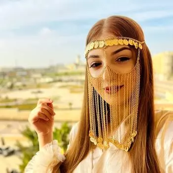 Головной убор из сплава, маска для вечеринки в стиле бохо с бахромой, креативная цепочка на голову, цепочка для лица золотой