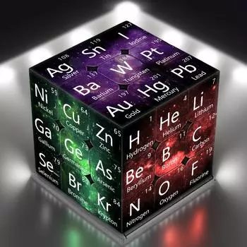 Головоломка 3x3 с дизайном периодической таблицы - образовательная задача по химическим элементам, звездное небо высокой четкости, многомерная головоломка