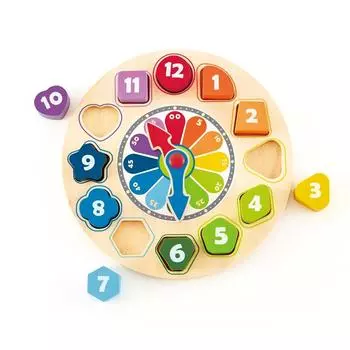 Головоломка Hape Rainbow Clock 22,5 x 2,6 x 22,5 см для детей от 3 лет, деревянная игрушка E8043