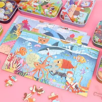 Головоломки для познания, детские игрушки-головоломки, игры Монтессори, мультяшные животные, транспортные средства, игры-головоломки
