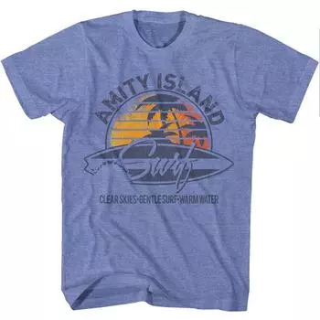 Голубая футболка унисекс Jaws Amity Island Surf S