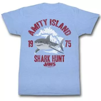 Голубая футболка унисекс Jaws Shark Hunt S