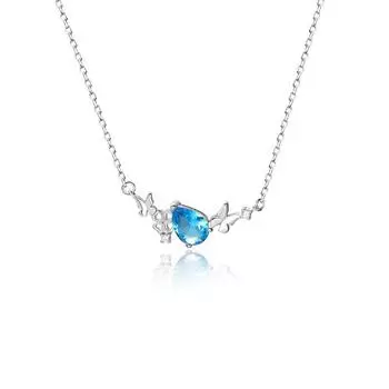 Голубое ожерелье с бабочкой в виде капли воды Super Xiansen Clavicle Chain, летняя модель на новый год