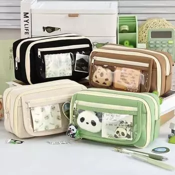 Good Looking 9 Layers Pencil Bag Aesthetic Stationery Storage Bag School Office бежевый