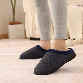 Goosecret Cotton Slippers For Men Soft Sole Comfy Memory Foam Non-Slips Slippers Indoor Plush Lined House Shoes Machine Washable 40-41 чёрный