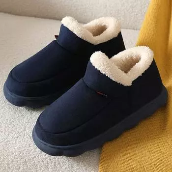 Goosecret Men Plush Indoor Home Shoes Thick Bottom Winter Men s Cotton Slippers Adult Warm Soft Bedroom Slippers Male Large Size 36-37 тёмно-синий