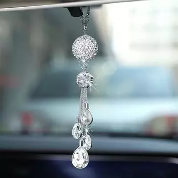 Горный Хрусталь Авто Зеркало Заднего Вида Украшения Bling Интерьер Автомобиля Висячие Украшения белый