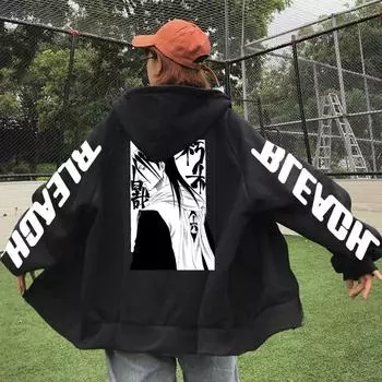 Горячая аниме BLEACH Кучики Бьякуя Мужчины Женщины Толстовки с капюшоном на молнии Манга Толстовка Harajuku Уличная одежда свободного покроя Куртка на молнии XS белый