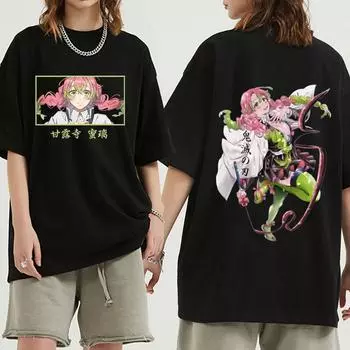 Горячая аниме Demon Slayer Kanroji Mitsuri футболка с графическим принтом Kimetsu No Yaiba футболки с короткими рукавами модная летняя повседневная футболка