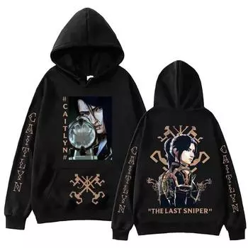 Горячая аниме-толстовка Arcane-Caitlyn Harajuku Hip Hop Pullover Tops Популярная музыкальная толстовка Fans Gift Hoodies & Hoodies Men s S чёрный