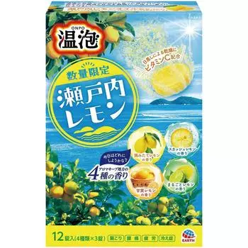 Горячая пузырьковая соль Setouchi Lemon Carbonated Bath Salt Ассортимент 12 таблеток Earth Pharmaceutical