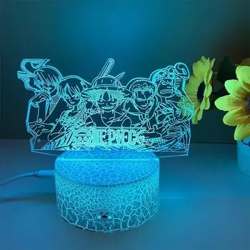 горячие игрушки One Piece Luffy Nami Sanji Zoro Chopper 3D Led ANIME LAMP Nightlights 7 Color Changing Lampara для рождественского подарка 7 colors no remote коричневый