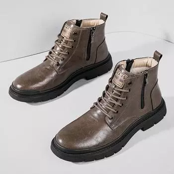 Горячие продажи мужские ботинки из натуральной кожи Европа Америка модные короткие ботинки мужские ботильоны офисные деловые ботинки 38 чёрный