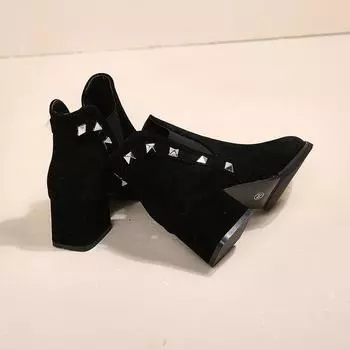 Горячие продажи Размер 35-42 Осень Зима Ботильоны Теплые Каблуки 5 см Botas Mujer Zapatos De Mujer Обувь Женские Сапоги Высокого Качества 35 чёрный