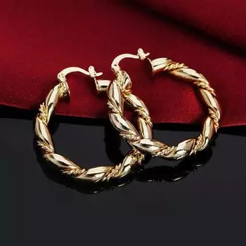 Горячие розовые золотые серьги-кольца Rope Round big 4 см Модные украшения Свадебная вечеринка популярный бренд праздничные подарки золотой