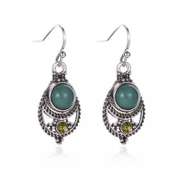 Горячие серьги Bohemia из стерлингового серебра 925 пробы, висячие серьги-подвески с разноцветной глазурью из натурального камня, длинные серьги-подвески для женщин