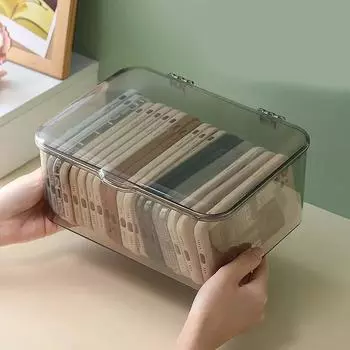 Горячий акриловый держатель для чехла для телефона, корзина для хранения всякой всячины, прозрачный органайзер для чехла для телефона, коробка для хранения с крышкой, домашний рабочий стол чистый