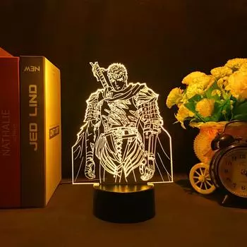 Горячий аниме светодиодный ночник Berserk Guts рисунок для дома, спальни, декоративный манга, ночник, подарок на день рождения, детская комната, 3d настольная лампа