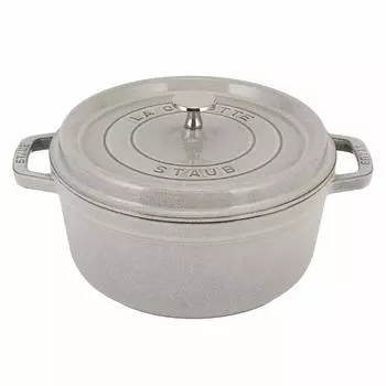 Горшок Staub Staub Pico Cocotte, круглый 24 см, горшок для кампании, эмалированный горшок Rund Brater blanco trufa, посуда, кухонные принадлежности (Белый трюфель)
