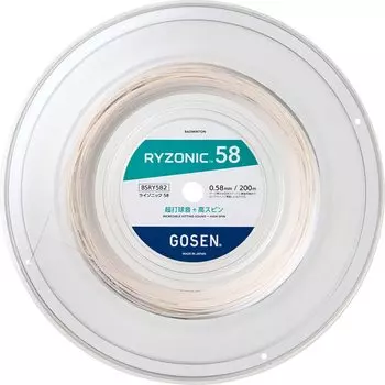 GOSEN Бадминтонная струна из кишок RYZONIC 58 RYZONIC 58 200м рулон BSRY582 белый