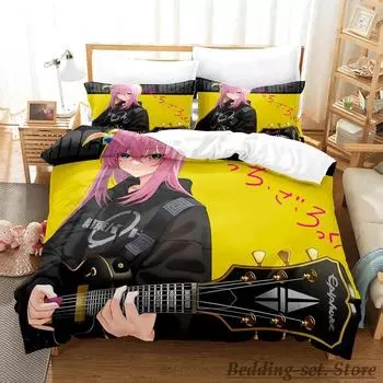 Gotou Hitori Bedding Set Cartoon Anime three-piece set Adult Kid Bedroom Duvetcover Sets 3D Kawaii Girls conjunto de cama EU Single 135x200cm