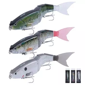 Goture Joint Lure Приманка 3 цвета Сменный мягкий хвост Низкая скорость Возможная реалистичная конструкция 5 суставов Морская рыбалка Речная рыбалка Ловля окуня Тройная