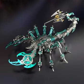 GOWTHHRT 3D Puzzle 3D Puzzle Скорпион DIY Игрушка DIY Металлическая модель насекомого Стимпанк Модель животного-насекомого Механическая модель Обучающая игрушка Украшение зелёный