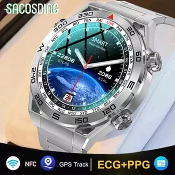 Gps умные часы мужские 1,5-дюймовый HD большой дисплей Hi-Fi голосовые вызовы NFC часы компас Ip68 водонепроницаемый ЭКГ умные часы для Huawei